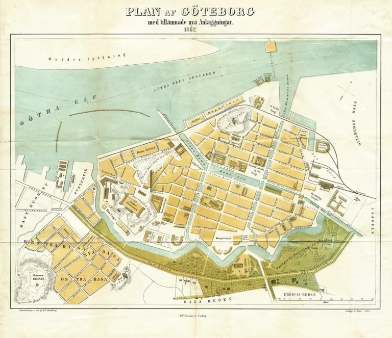 Gammal karta över Göteborg från år 1862